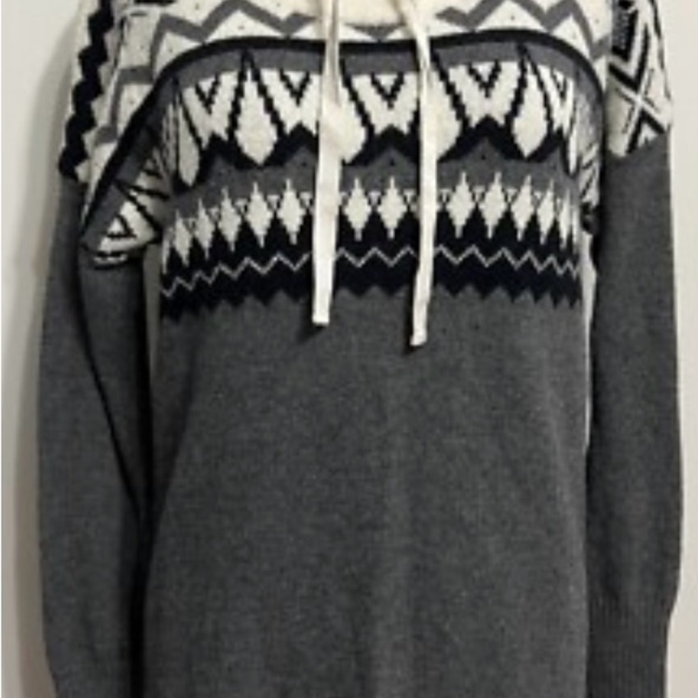 Eddie Bauer Womens Grey Black and White Wool blend Sweater